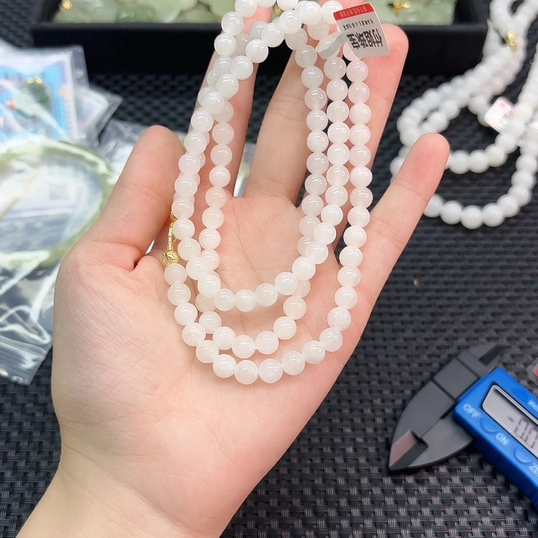 颈饰未镶嵌和田玉6白玉万能链