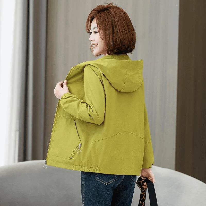 2025新款洋气小个子短外套女早春秋款韩版简约连帽时尚百搭上衣
