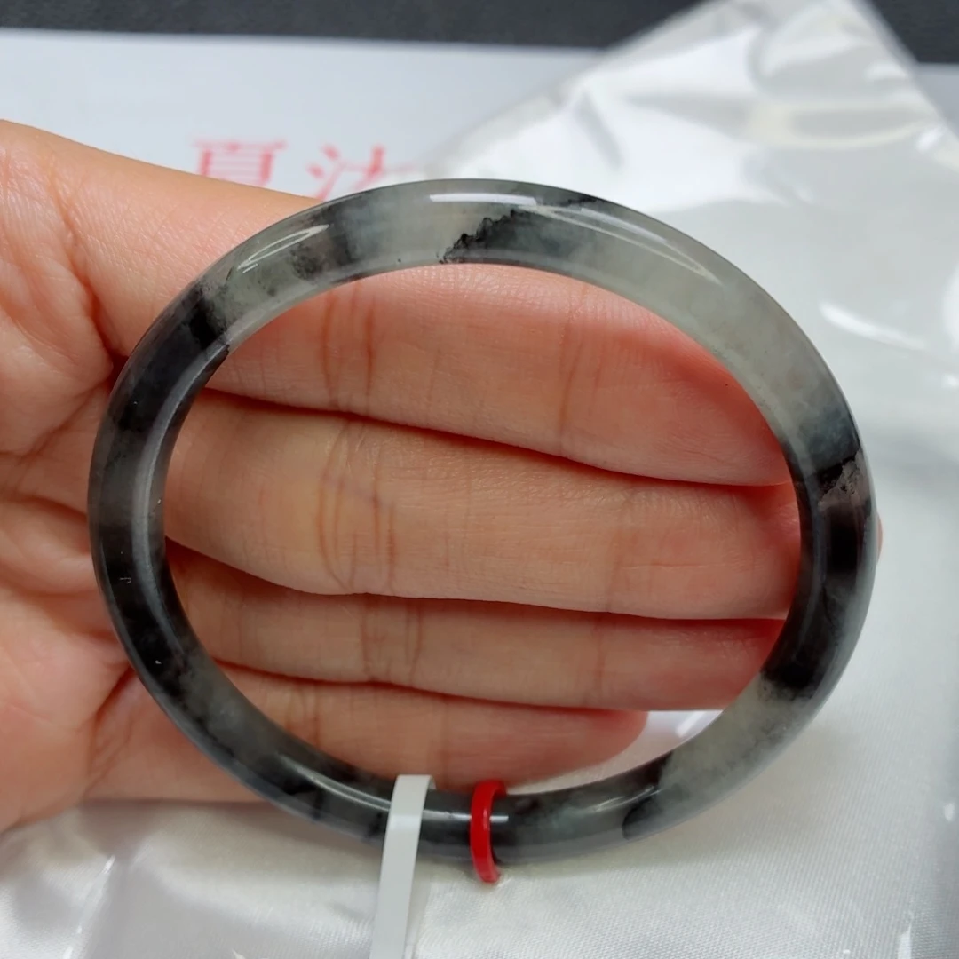 未镶嵌手镯翡翠老坑56圈冰飘墨花001