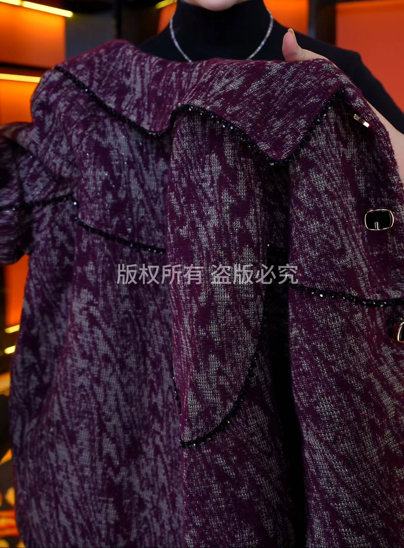 【杭州专柜正品】2025秋冬季新款气质高级烟紫色貂绒外套（送运费险）