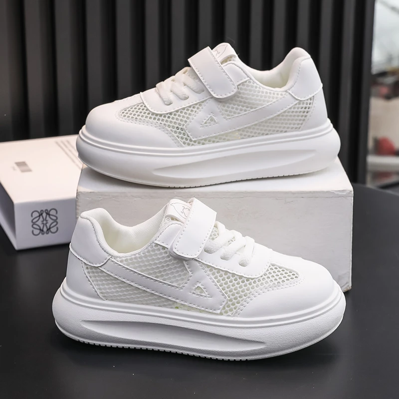 幼儿园入园小白鞋网面透气儿童白色运动鞋子男童2025新款女童夏季