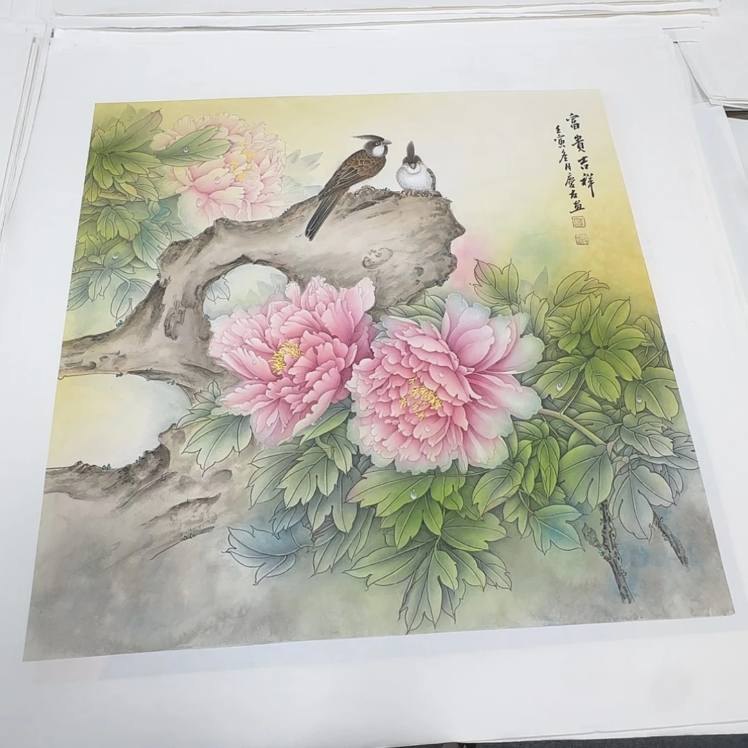 国画68*68纯手绘李庆友