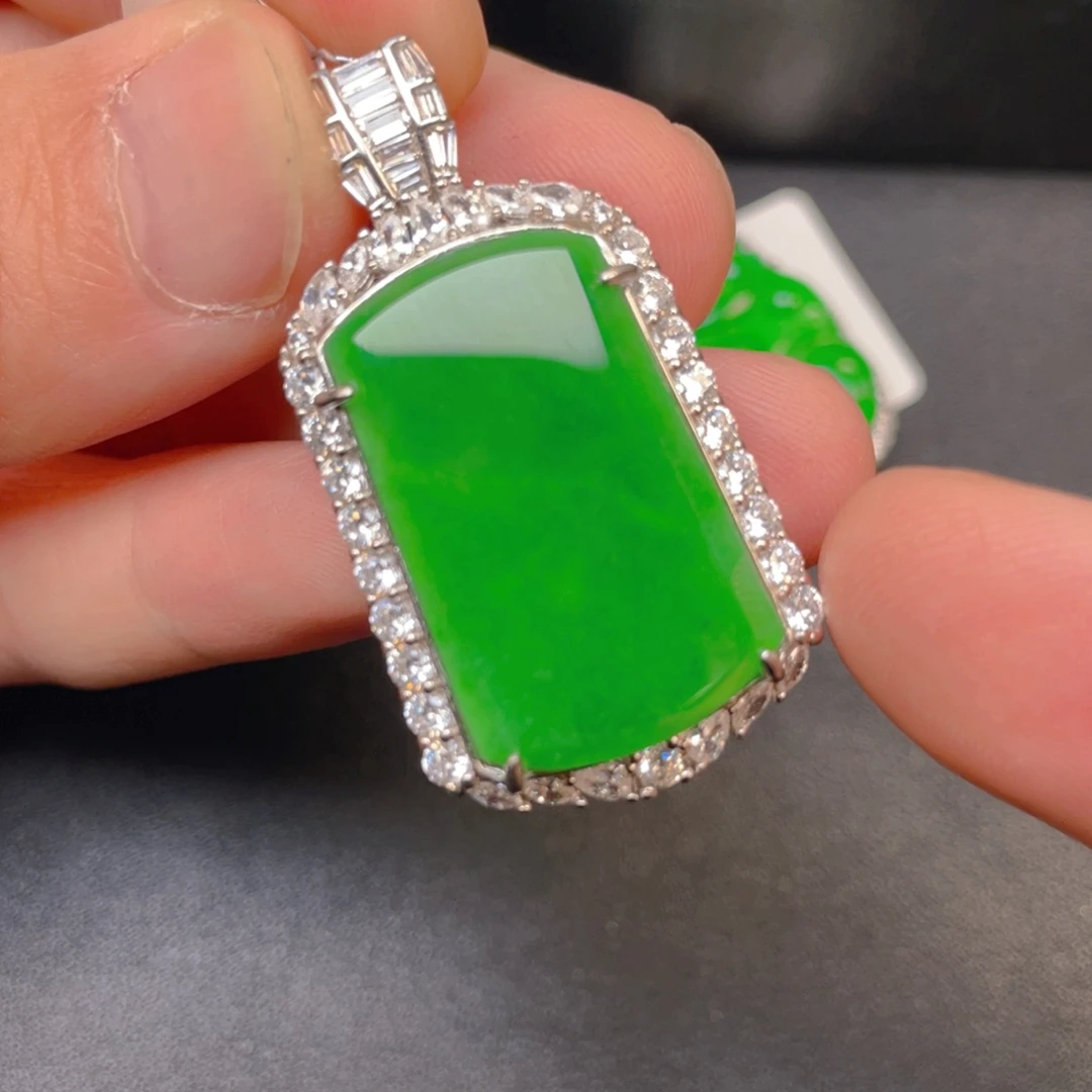 翡翠银S925镶嵌吊坠(不含链)