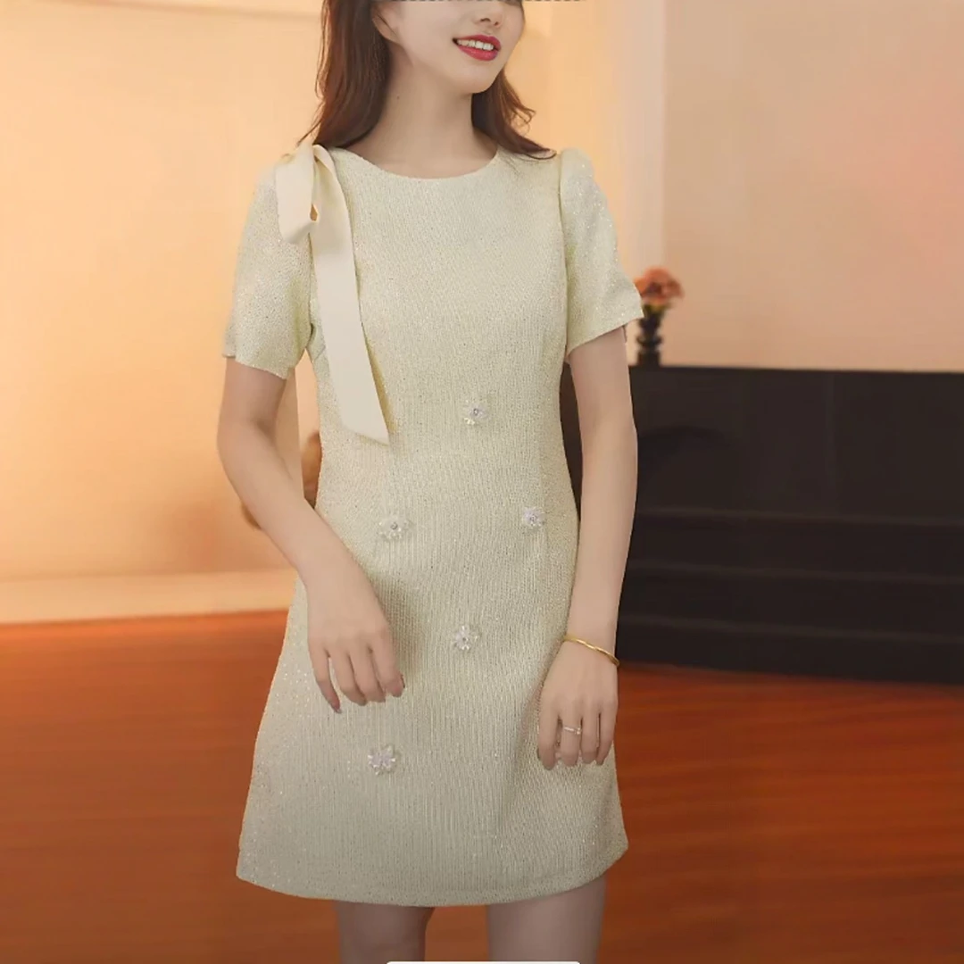 夏季新品小香气质显瘦短袖连衣裙041