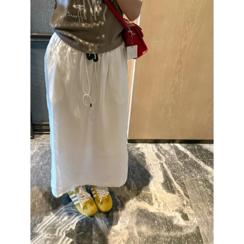 【抽绳白色半身裙】夏季时尚设计款酷系半身裙-CQ2025396