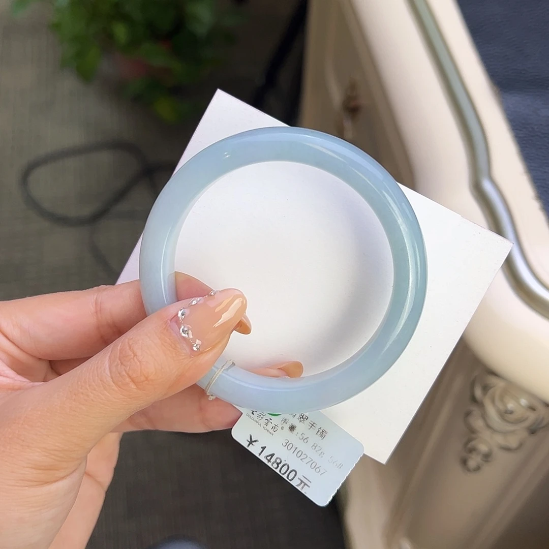 翡翠未镶嵌手镯56梦幻蓝