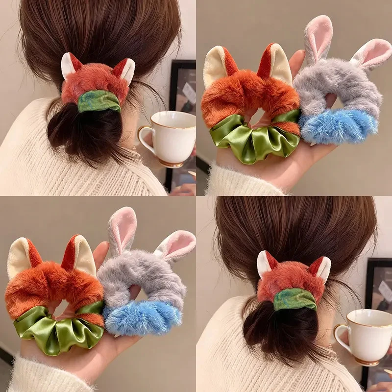 疯狂动物城朱迪尼克毛绒大肠发圈头绳2025新款扎头发绳女秋冬发饰