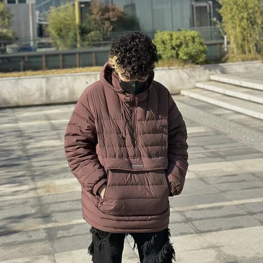 冬季户外潮流拒风锁温情侣款套头羽绒服2535