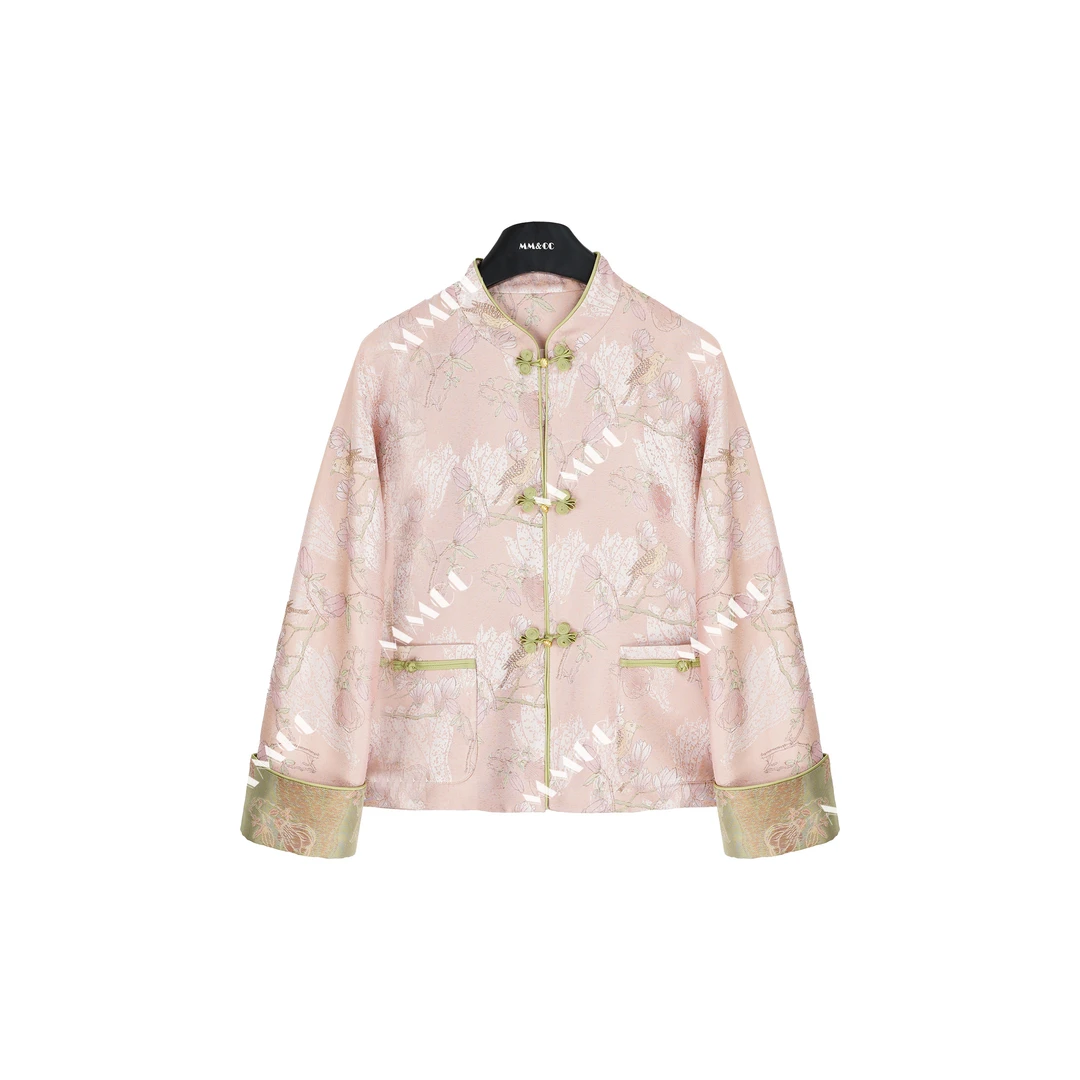 【玲珑月】新中式国风玉兰花唐装重工刺绣提花盘扣外套MCGWT0126