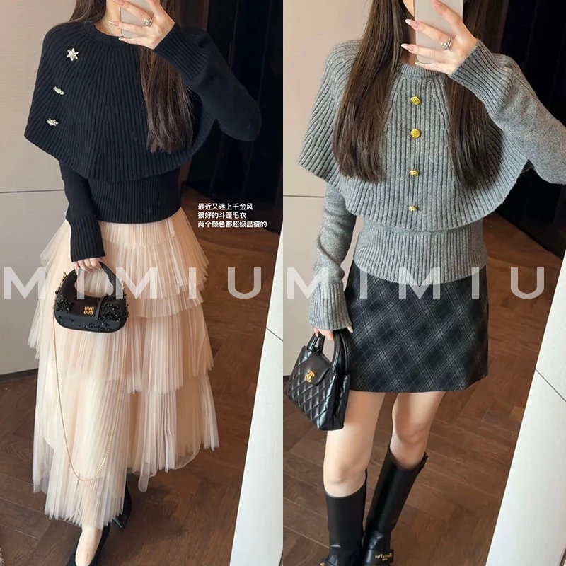 【mimius】七七 小千金羊毛混纺斗篷毛衣 WG10036