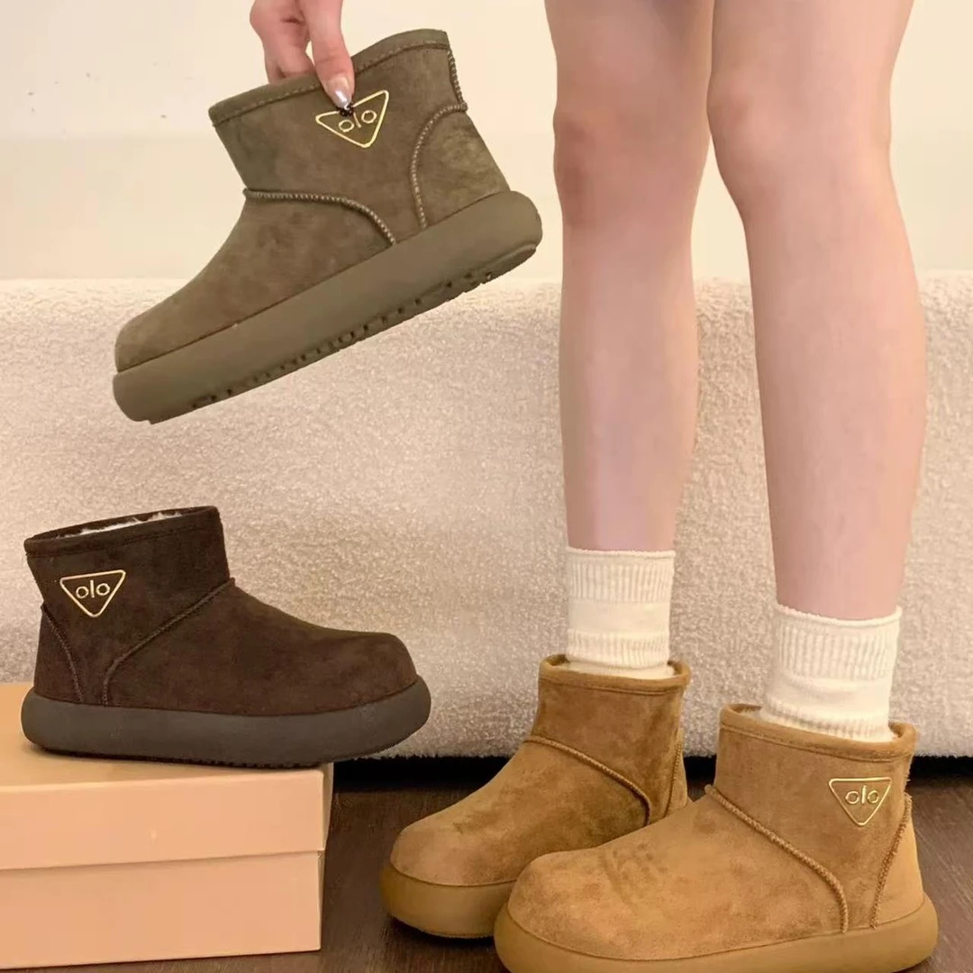 厚底增高灰色加绒勃肯鞋女2025秋冬新款毛呢鞋小个子保暖博肯0510