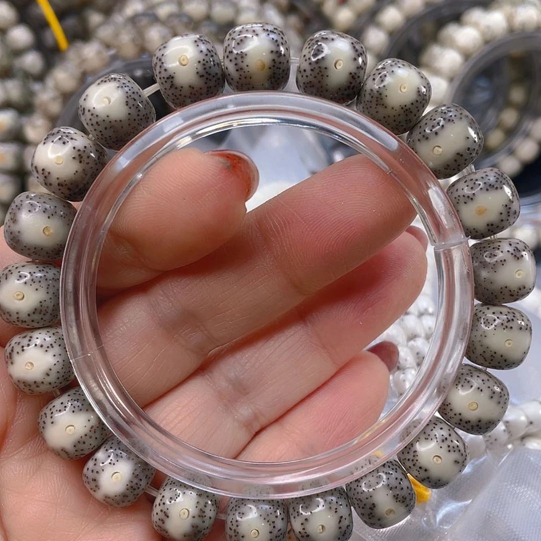 星月菩提手串石玉料糯冰奶奶灰凤眼一线天大眼睛尺寸11/10