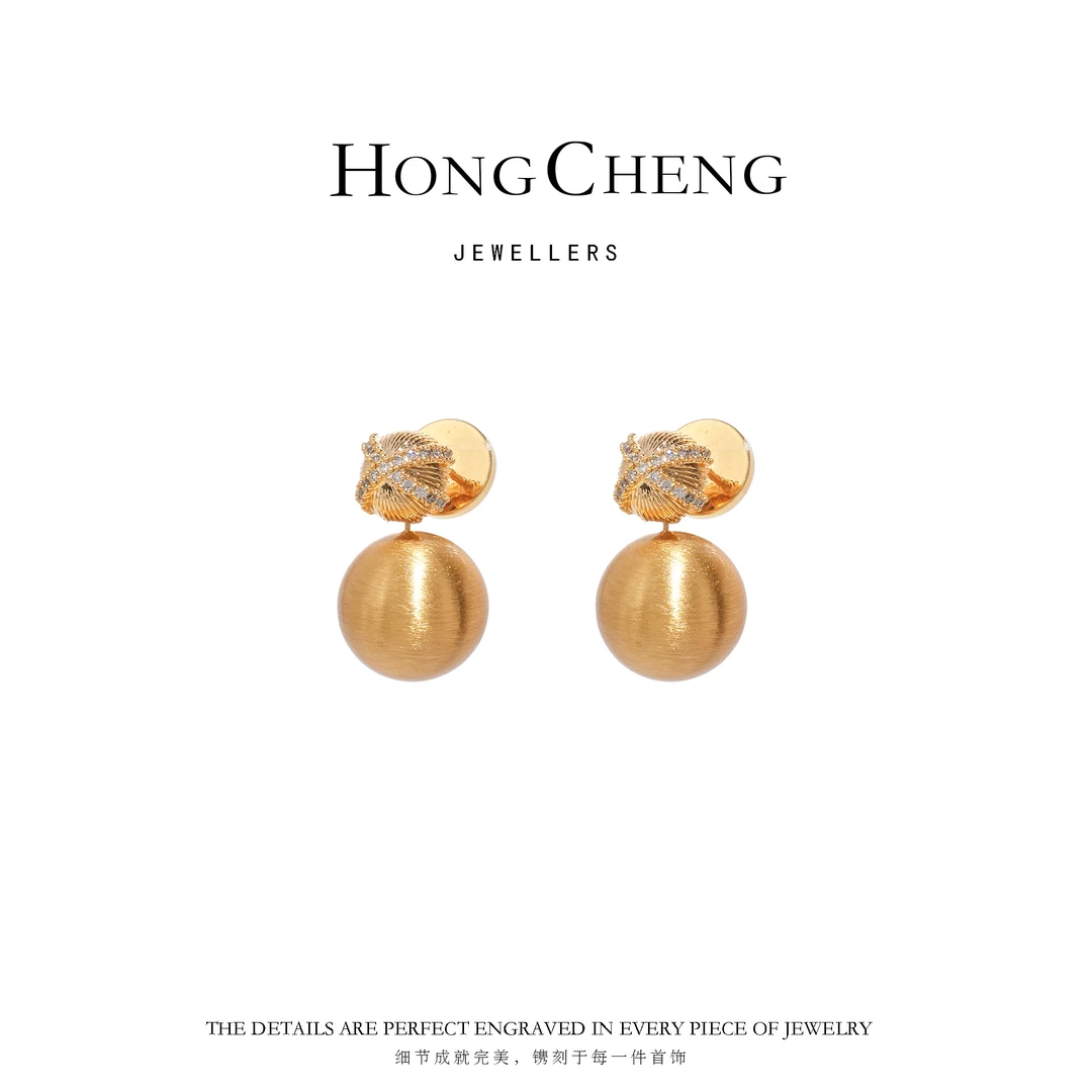 法式拉丝小豆子微镶锆石金属耳环NL9656-344