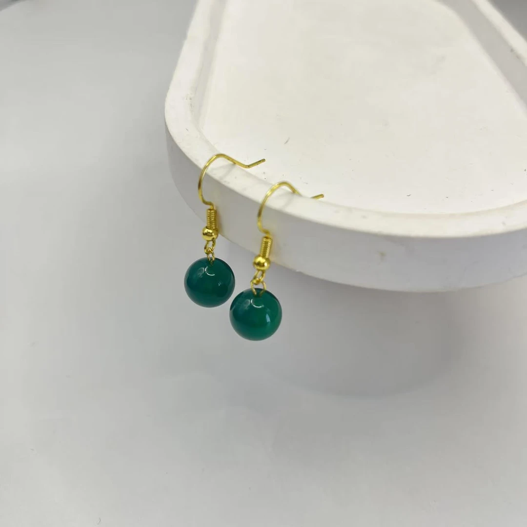 天然玉石 中式风格绿色简约复古耳坠M149多样性发货拍一发一