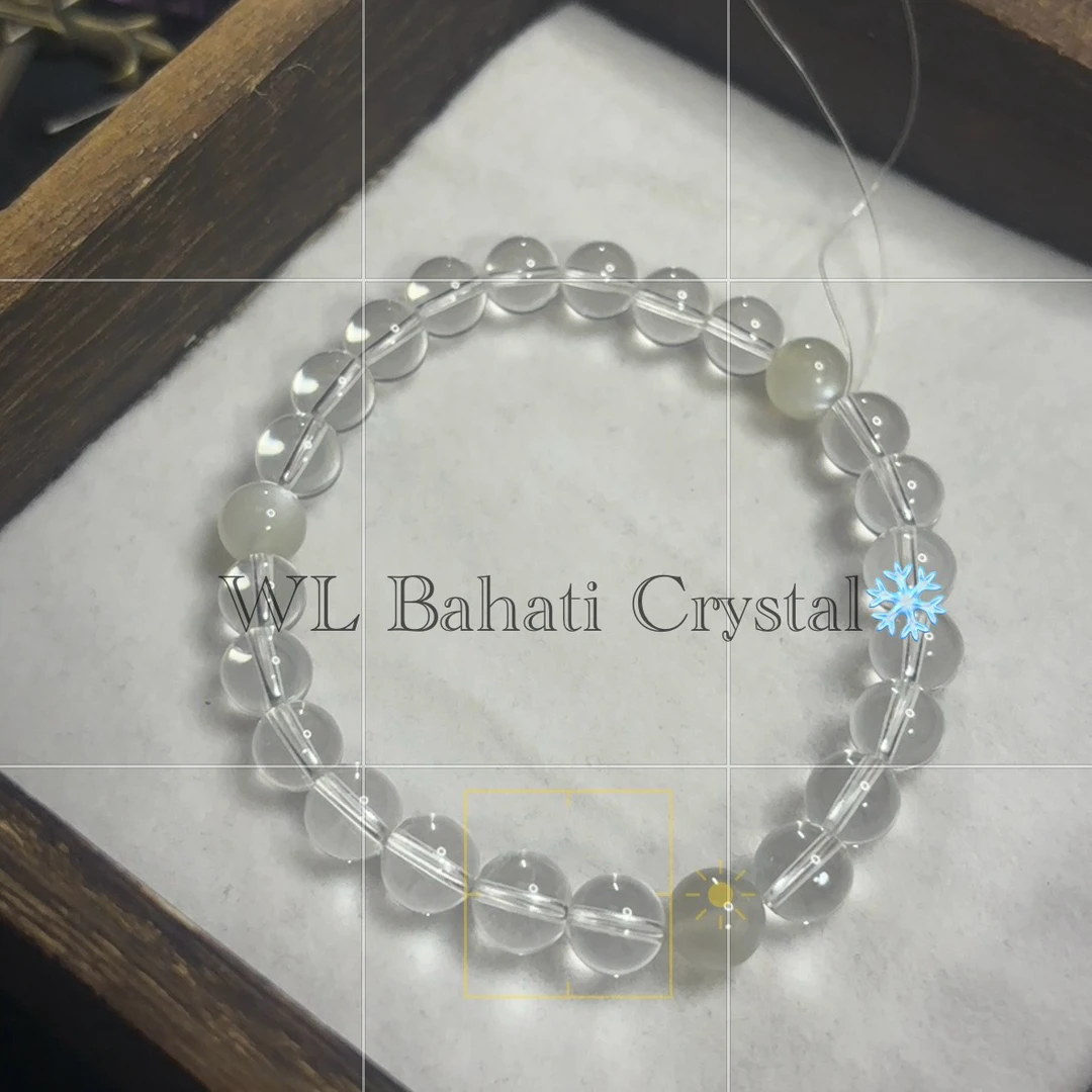 铜合金石英石手链 银白の叠带天然Crystal手串（8-8.5mm）手围18cm