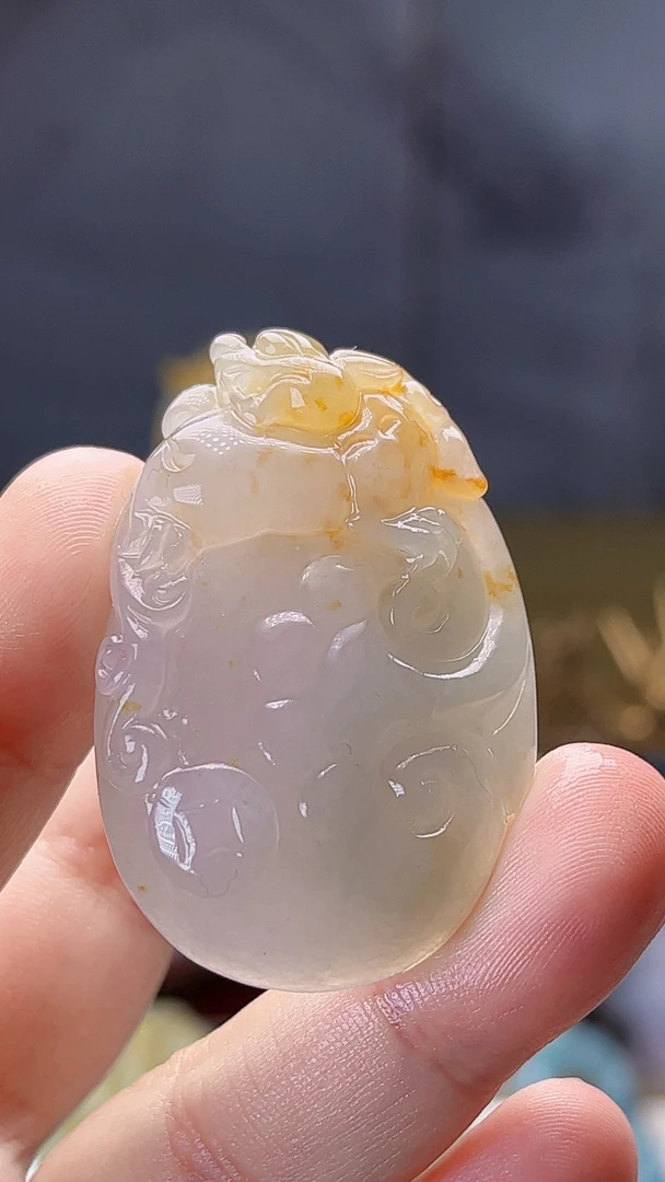 【新春好物】天然缅甸翡翠冰胶洒金如意毛货买断需抛光尺寸45-30-10