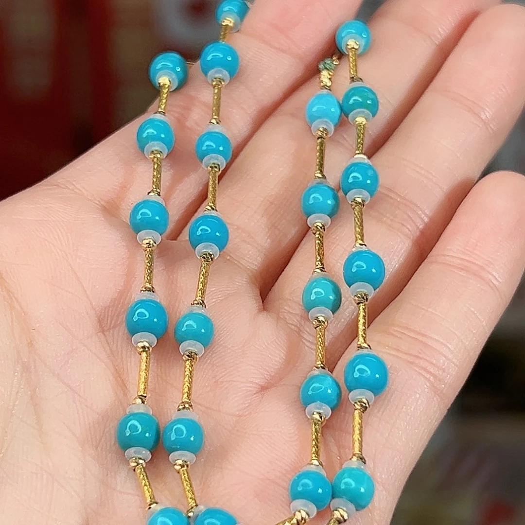 绿松石18K金镶嵌珠宝奇石