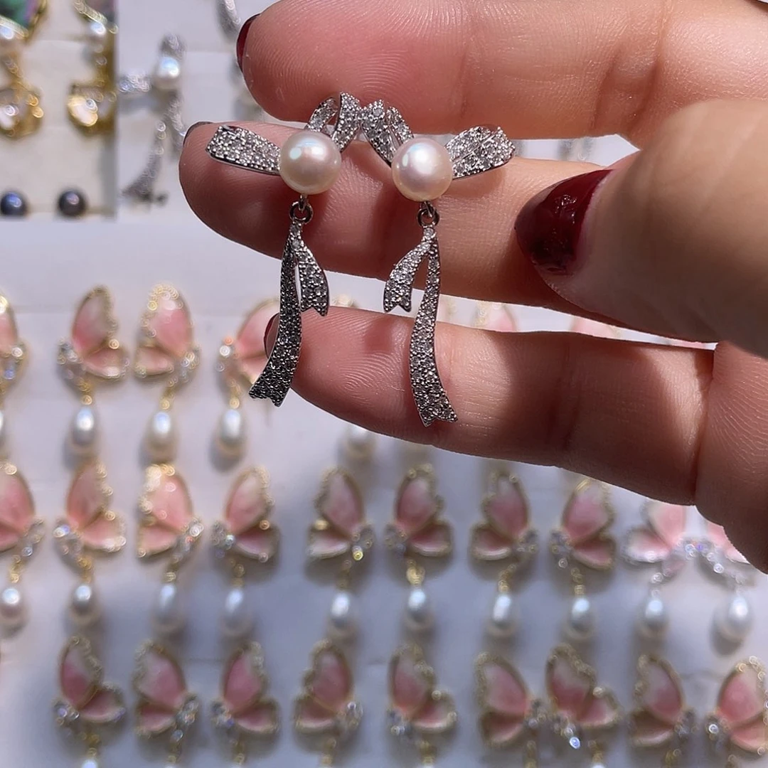 合金淡水珍珠耳饰