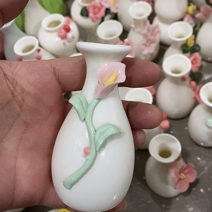 瓷片纯手工陶瓷花摆件瑕