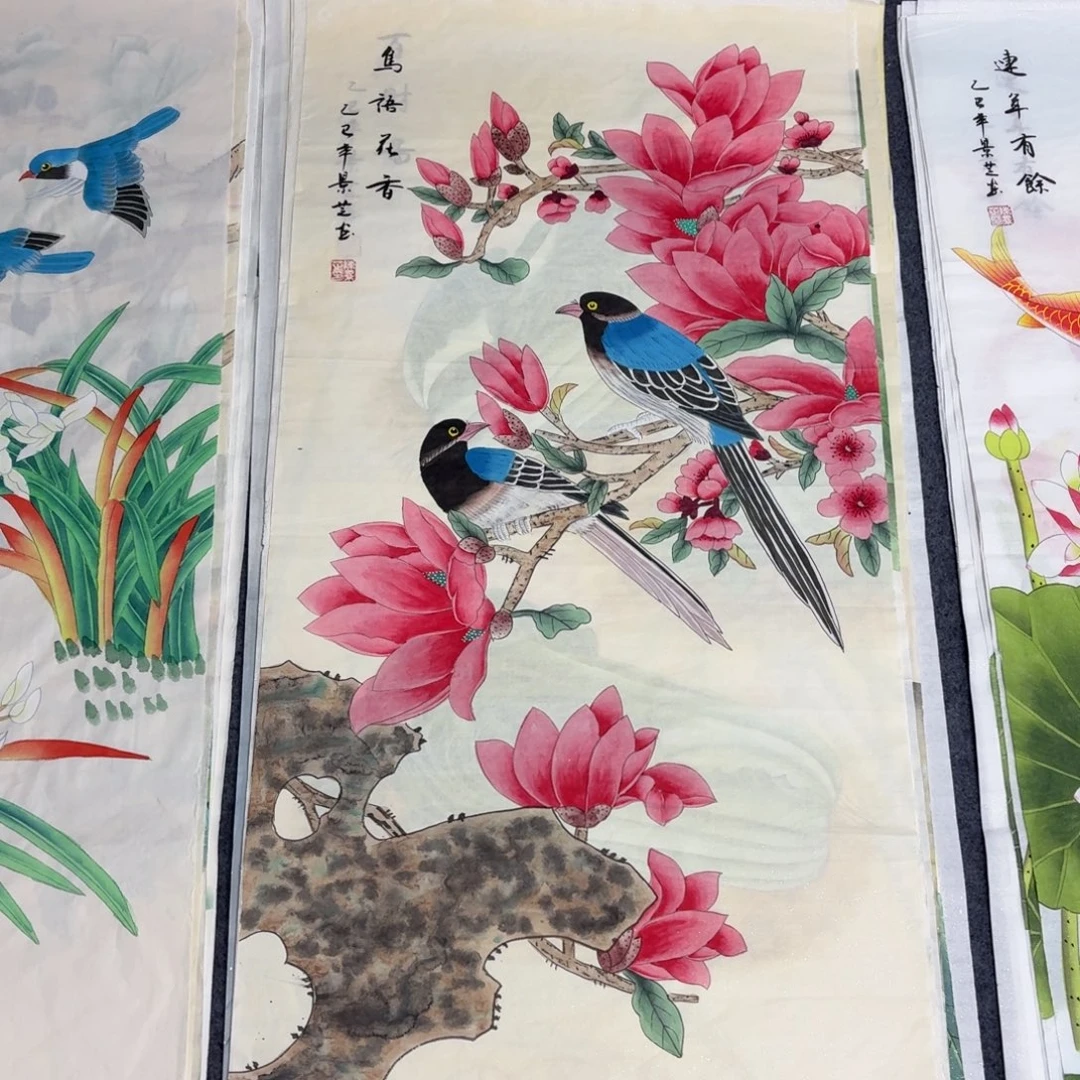 国画100×50精品工笔手绘画画画