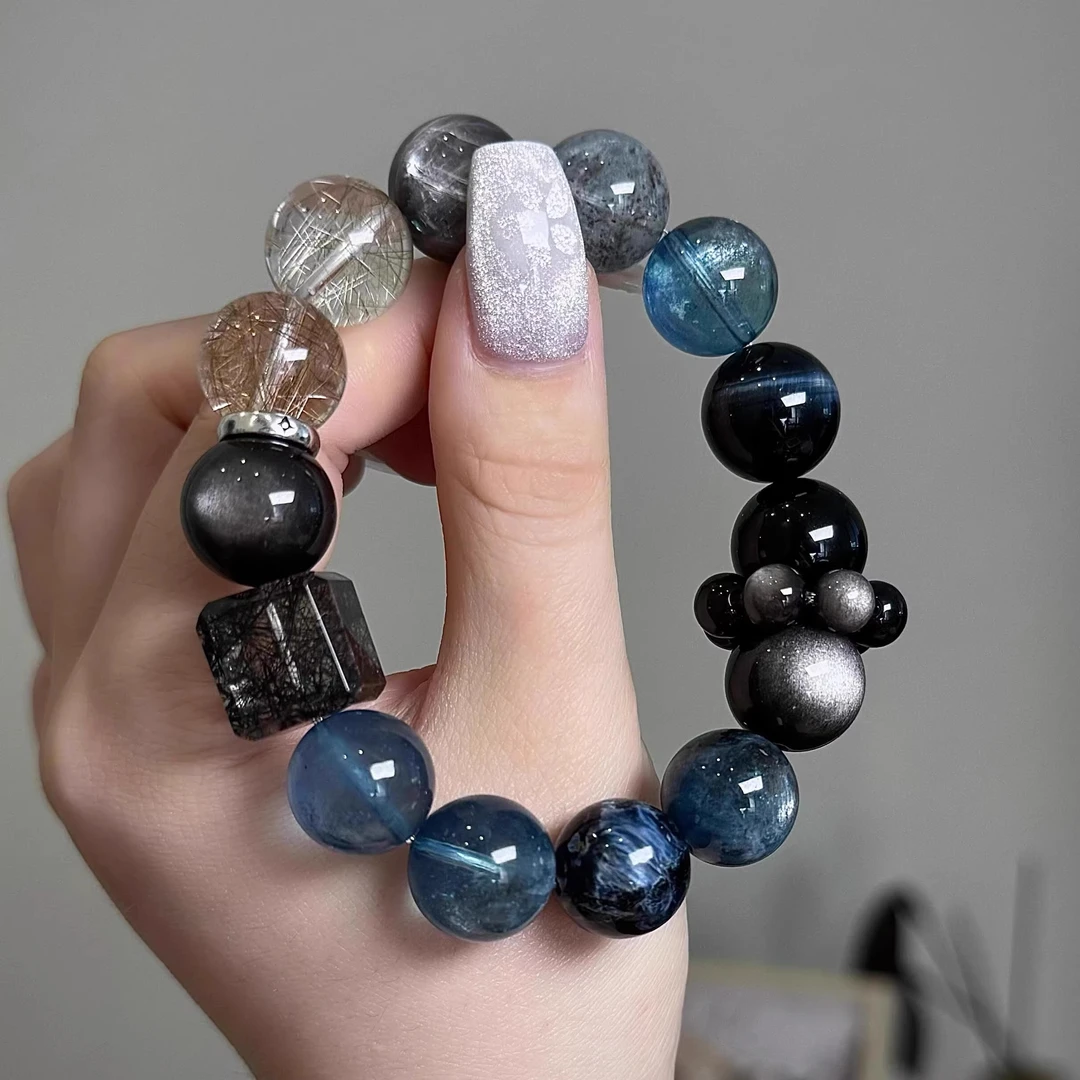 铜合金手链 浩瀚宇宙爆闪海蓝色手串手链女款高级感百搭独特手链