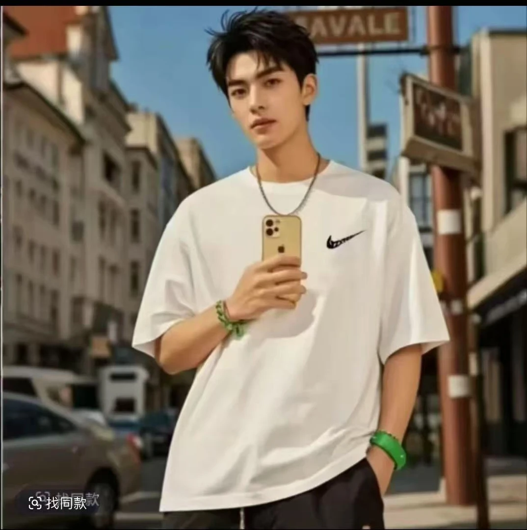 067【一折粉丝福利】纯棉时尚休闲情侣潮牌男女同款圆领百搭T袖