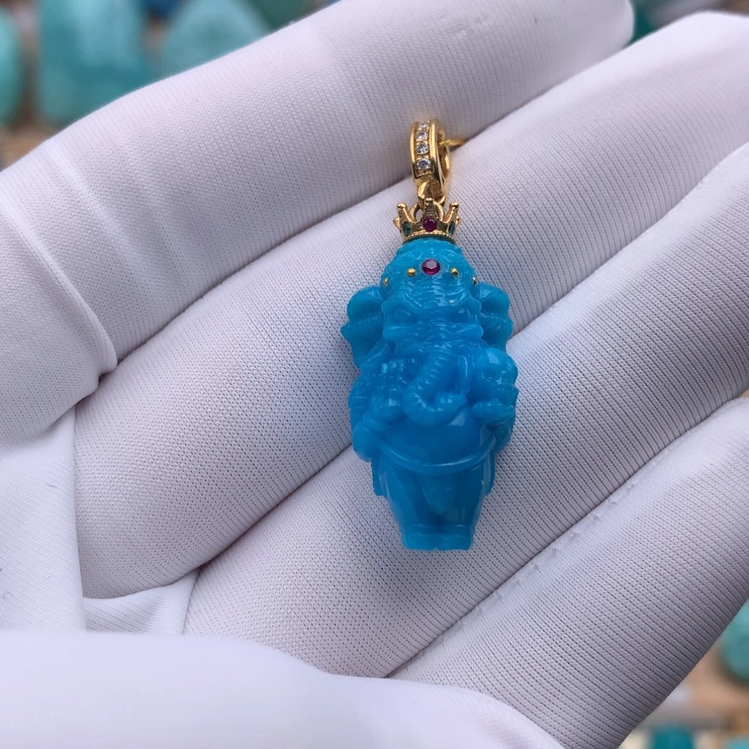 绿松石18K金镶嵌配饰