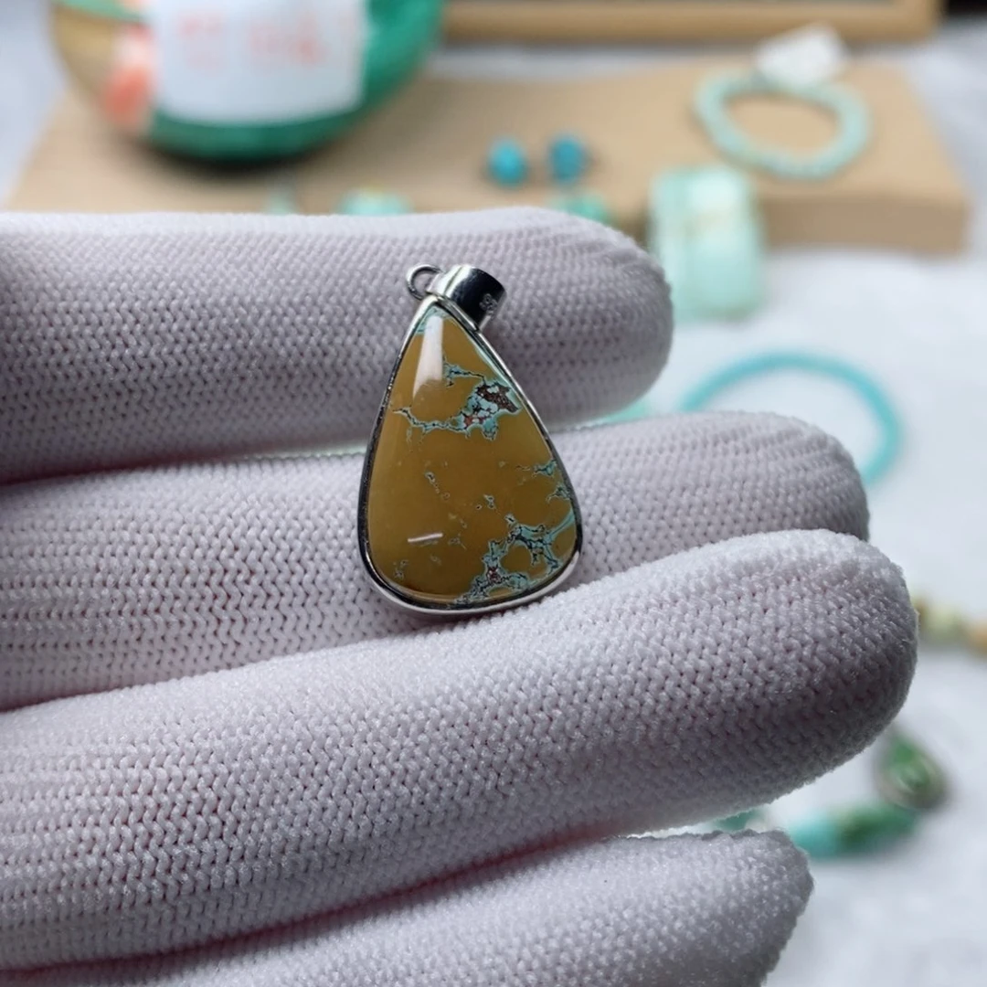 绿松石颈饰银S925镶嵌