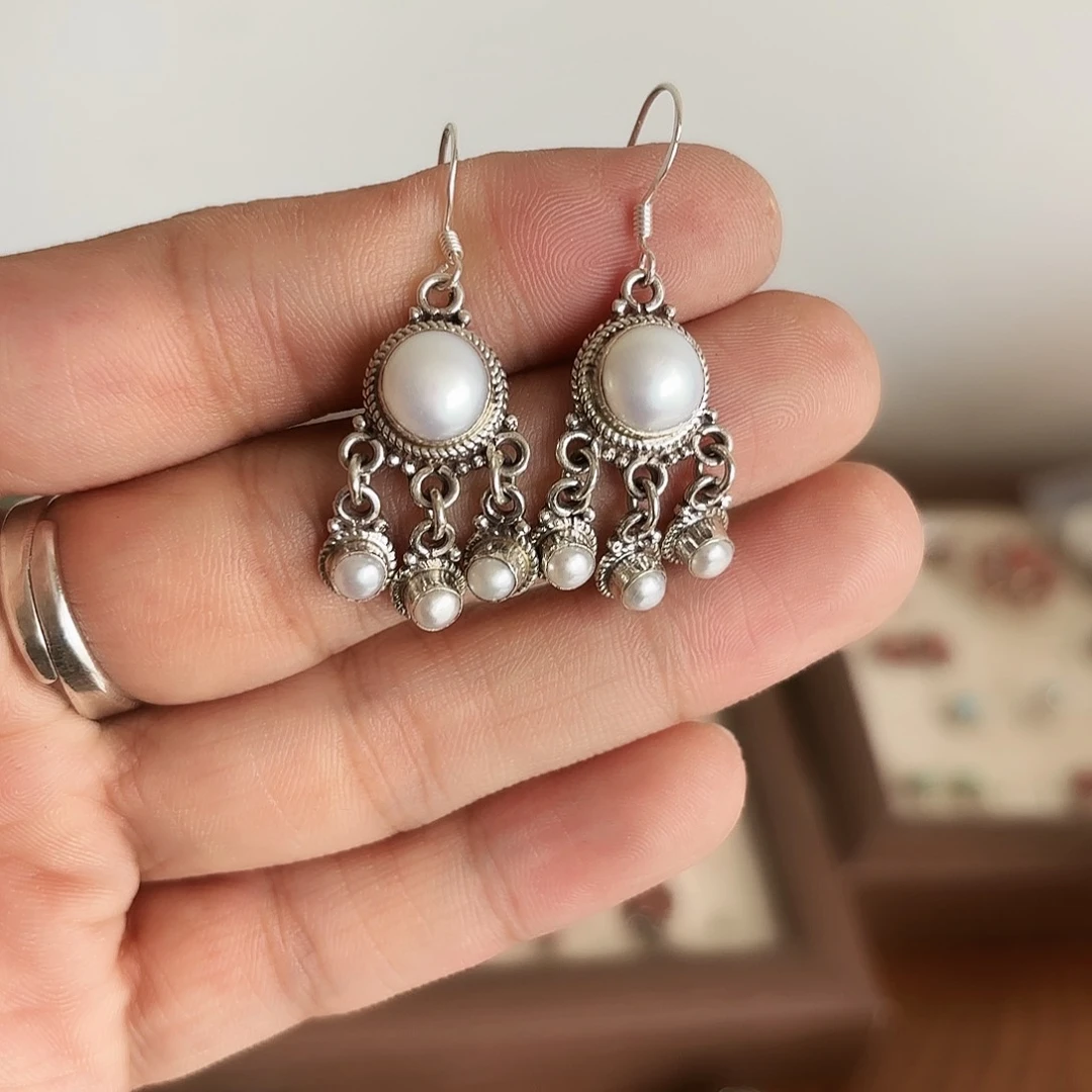 925银无珍珍耳钉 通体925银