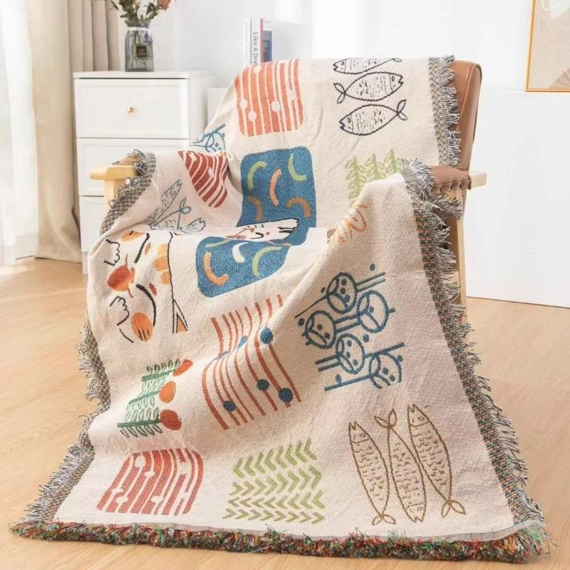 新款多功能线毯高档沙发巾双面沙发毯靠背飘窗毯坐垫四季通用LW