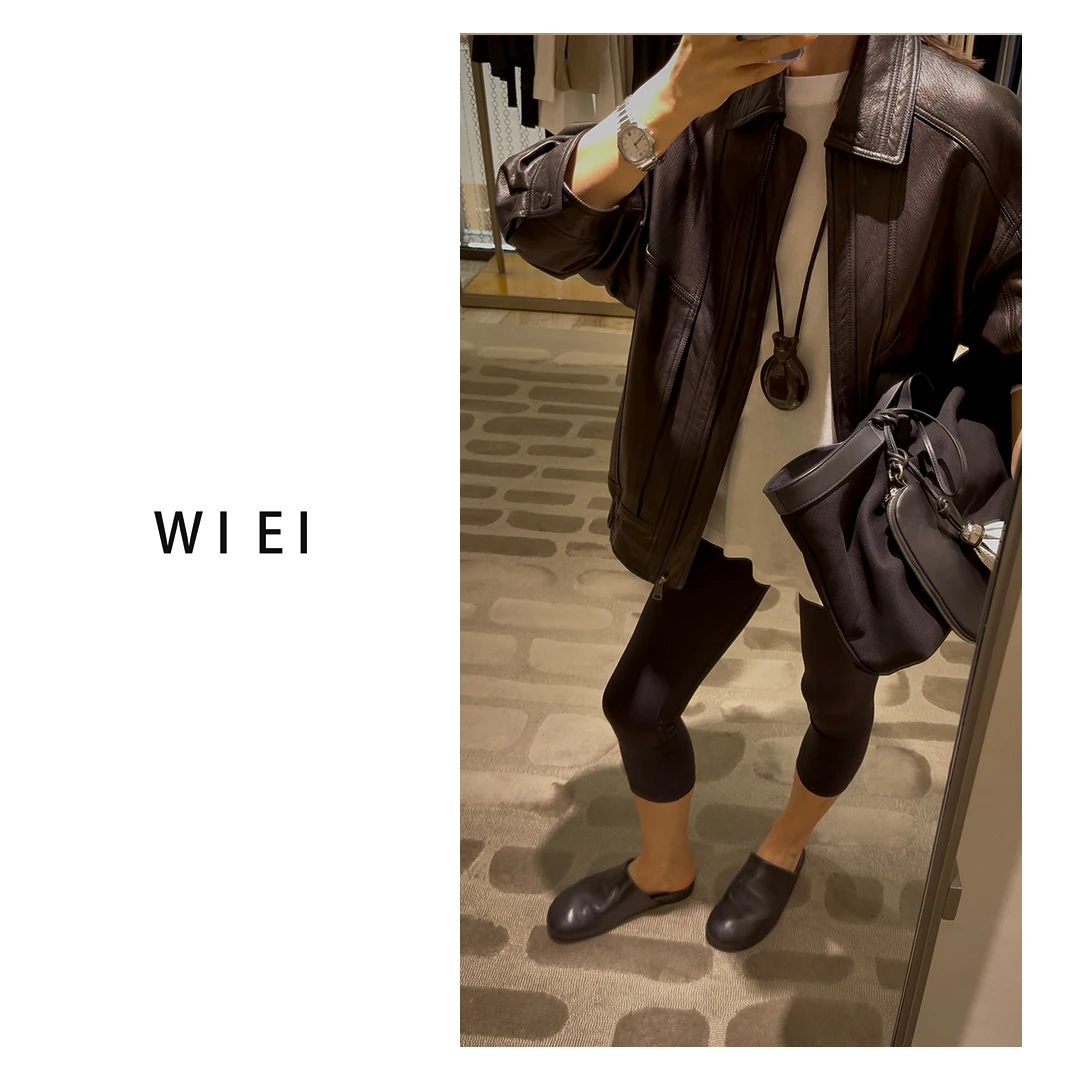 《WI EI》法皮*时髦复古進口法国泡纹羊皮衣夹克外套W25306552