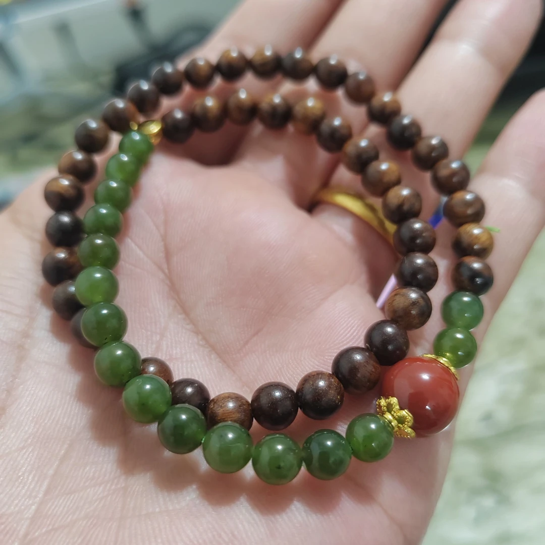 天然和田玉DIY设计款双圈时尚女士手串多样性拍一发一
