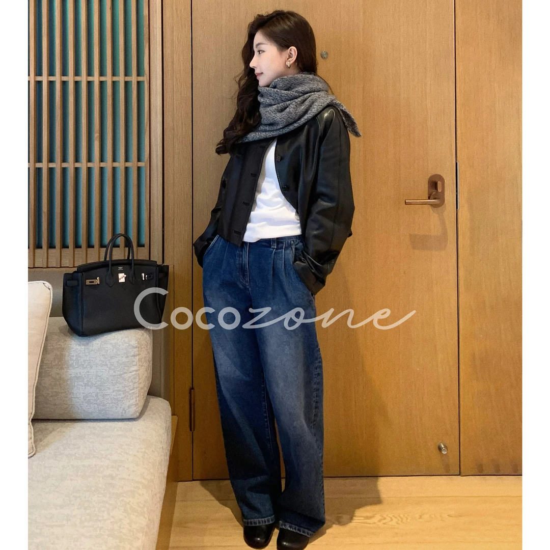 COCO ZONE 刘一一“革调皮衣”100羊皮中式韵味外套 CD2A1428