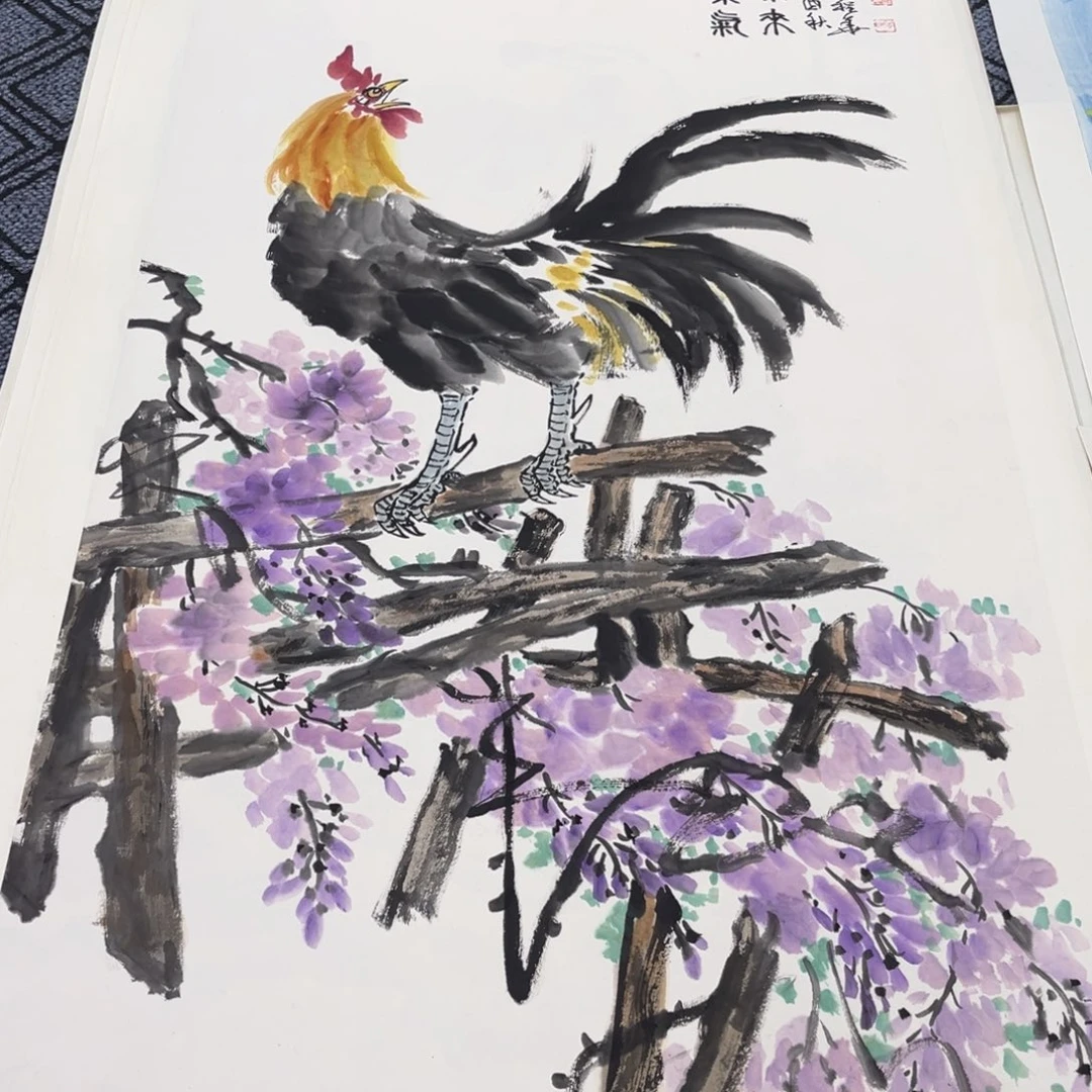 国画四尺花鸟作品