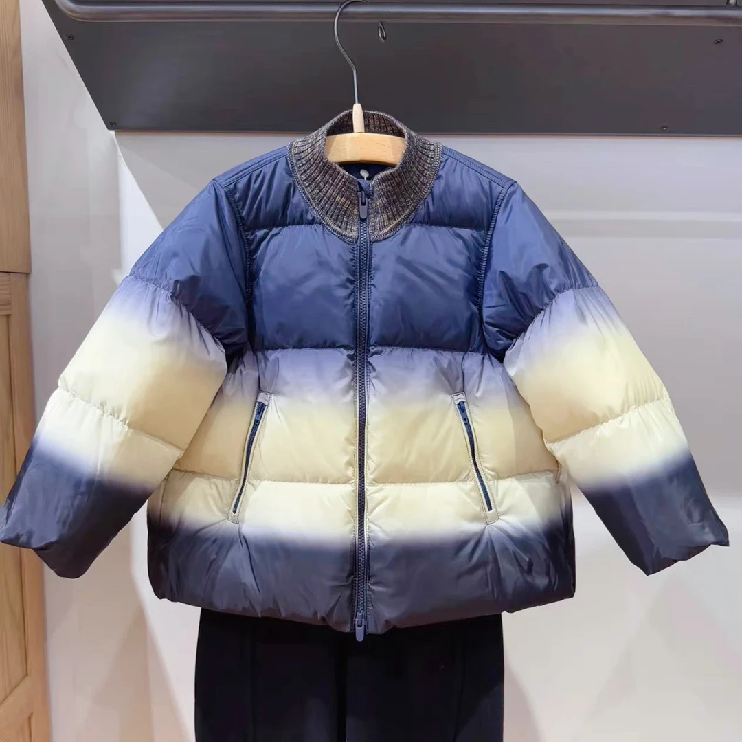 现货童装25冬装新款渐变羽绒服男女童新品宽松短款加厚羽绒服外套