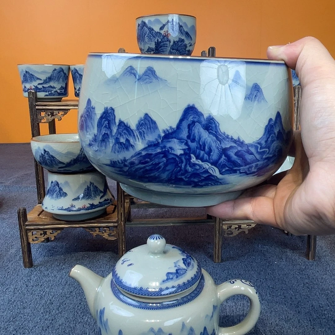珂***珂景德镇陶瓷茶具茶洗1个茶壶1把