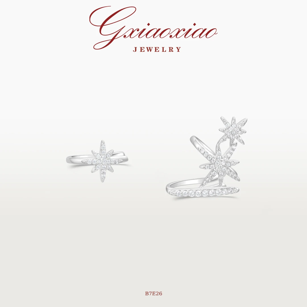 G XIAOXIAO 耳饰 【星落织梦】精致八芒星耳夹 B7E26新年礼物