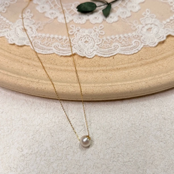 90新  【六六中古】孤品简约海水珍珠18k金项链th6346链长44