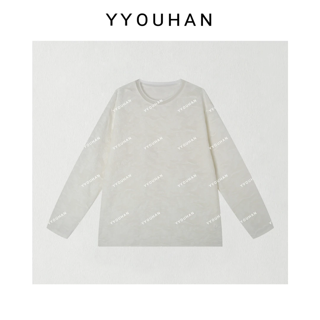 月月不吃鱼2025春款小众设计刺绣梅花圆领长袖上衣 2503C799