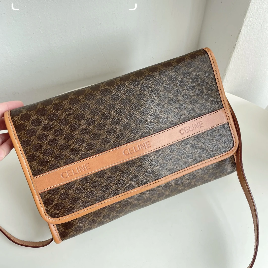 95新 Celine/思琳 XM经典凯旋门满印老花斜跨翻盖包/WJ12507013换