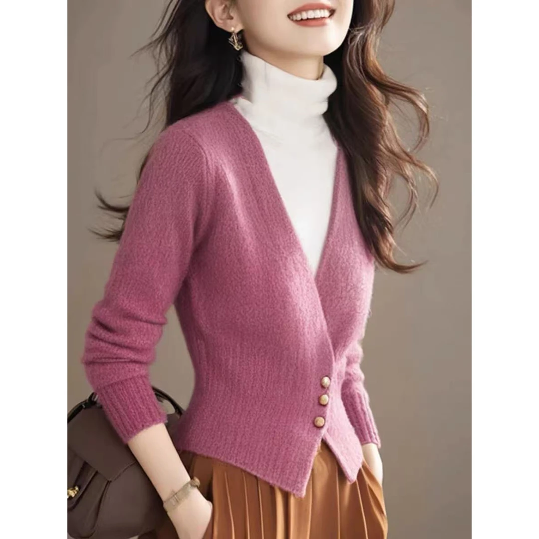 YY#今年流行漂亮毛衣别致冬季新款针织打底假两件上衣DY11907