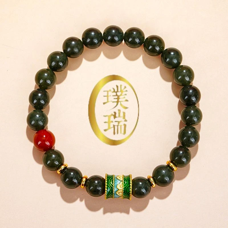 天然和田玉配路路通南红隔珠手链多样性发一  SL543