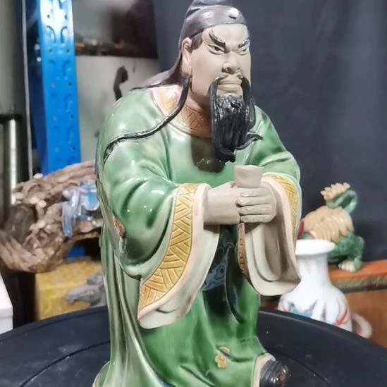 心***开石湾公仔绿衣关公