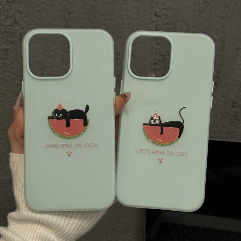 西瓜小狗适用苹果16pro创意iPhone15果冻手机壳可爱华为p60小众女