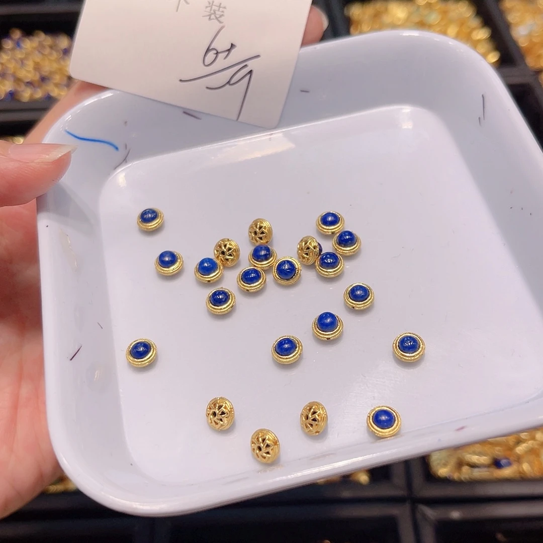 水晶珠宝半成品银S925镀金镶嵌125 。