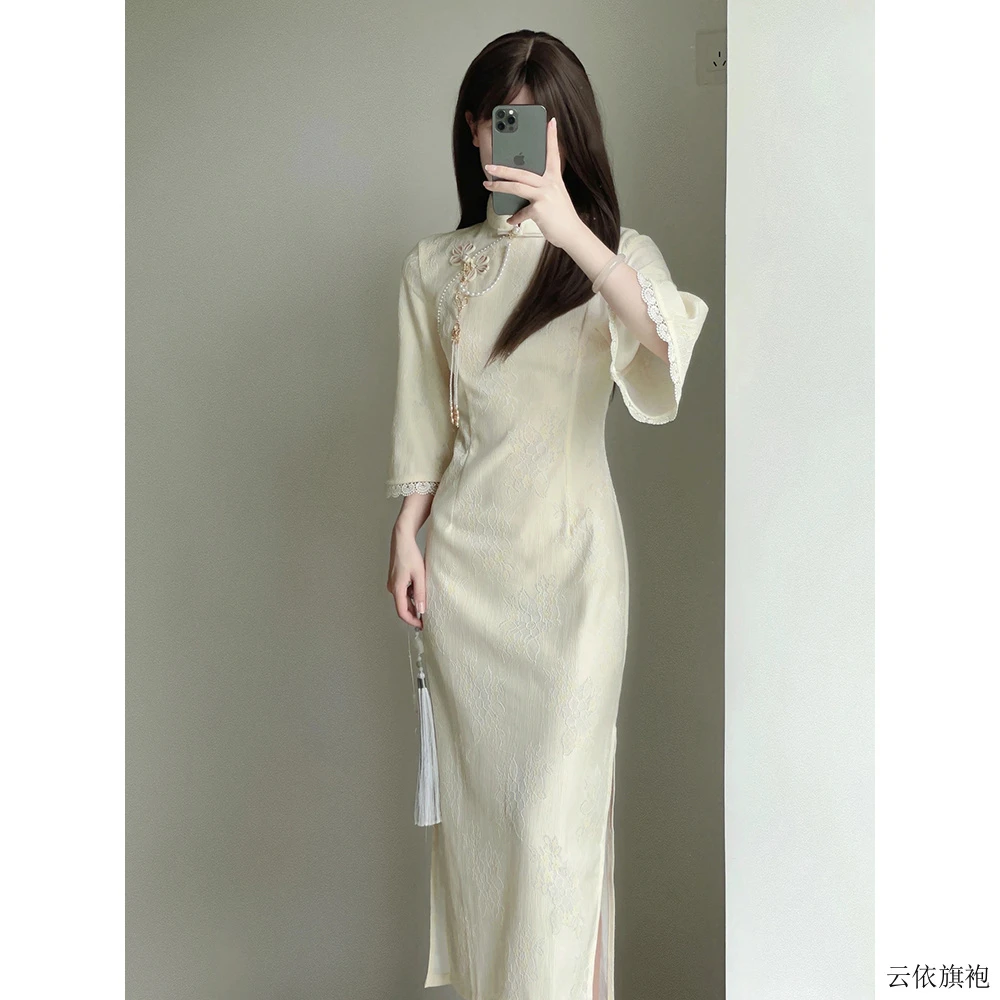 2025日常旗袍春夏少女倒大袖连衣裙新中式改良年轻款小个子民国风