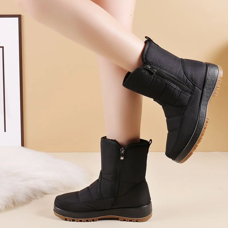 红蜻蜓金典【断码】防水雪地靴女加绒加厚保暖防滑棉鞋中筒靴子东北