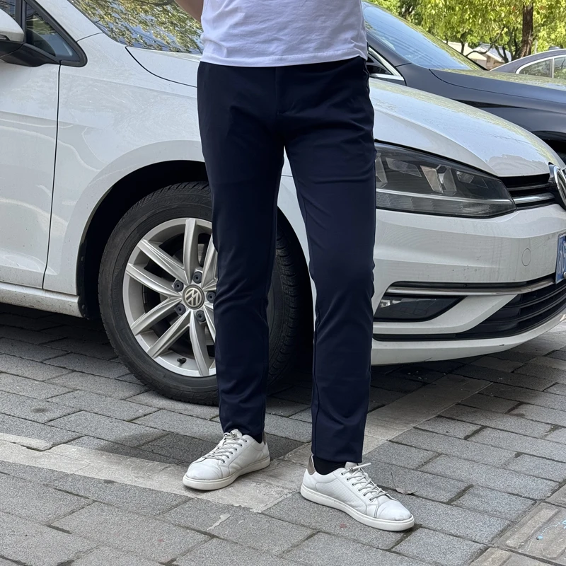 85772 夏季新款男士黑色休闲裤修身小直筒商务弹力百搭上班长裤