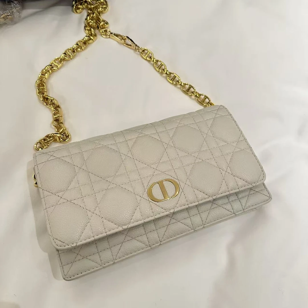 99新 DIOR/迪奥 白色单肩链条包A 1336