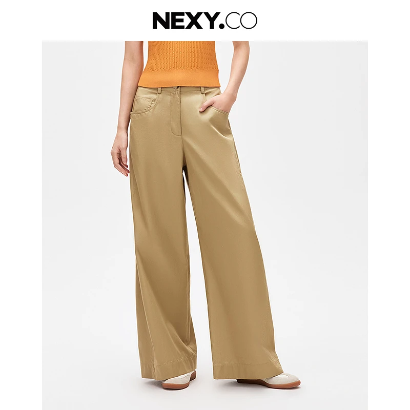 NEXY.CO/奈蔻显瘦时尚夏季宽松薄款垂感百搭裤子XV02991D4